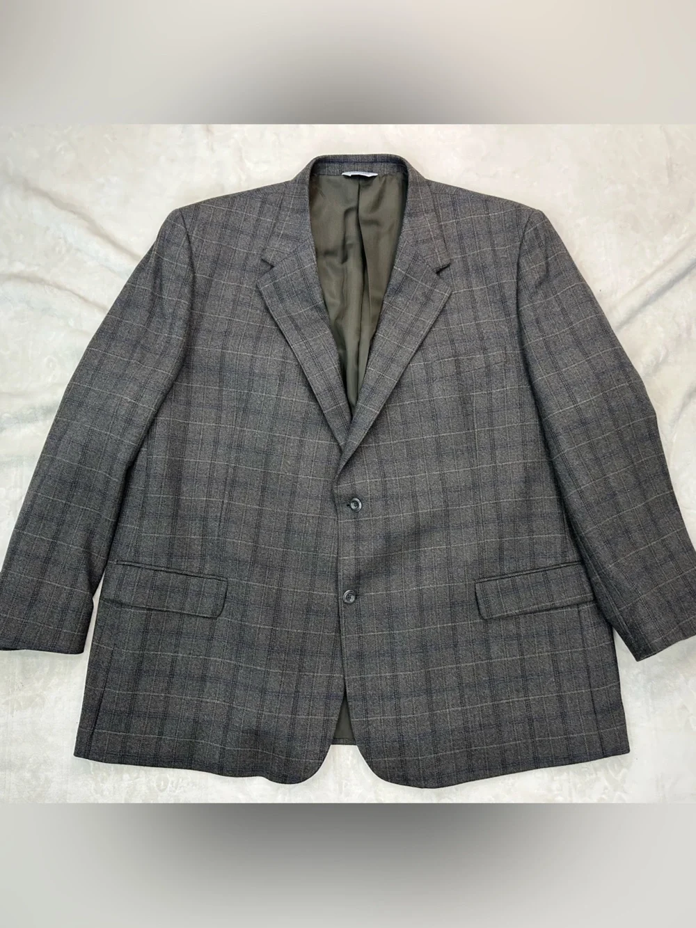 Joseph & Feiss International 100% Lambswool Sport Coat Gray Windowpane Blazer